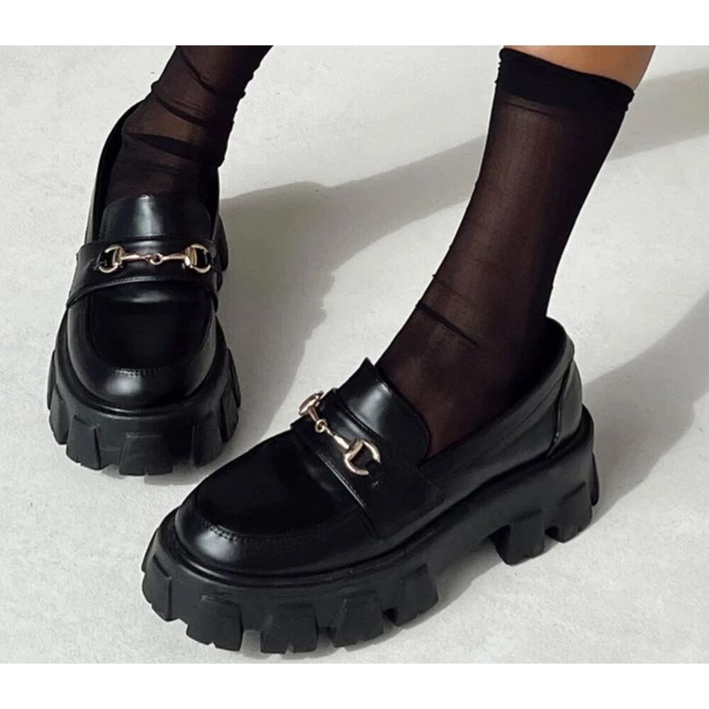 Princess Polly PENNY LANE Platform Loafers  Black New Size 6